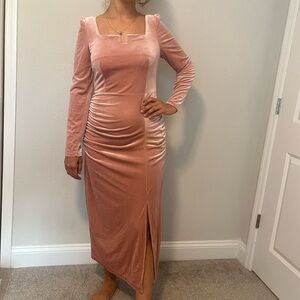 COPY - Pink Thigh Velvet Dress